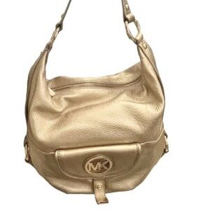 Handbag Leather Authentic Michael Kors Gold Leather Like New slouchy boho chic